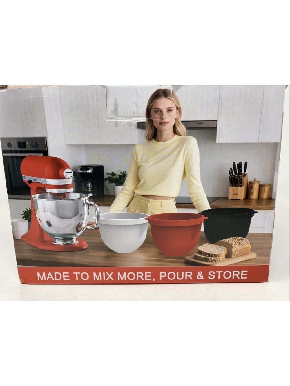 Set Of 3 Silicone Liners for Kitchenaid Tilt-Head 5 Qt Mixers Easy Cleanup NEW